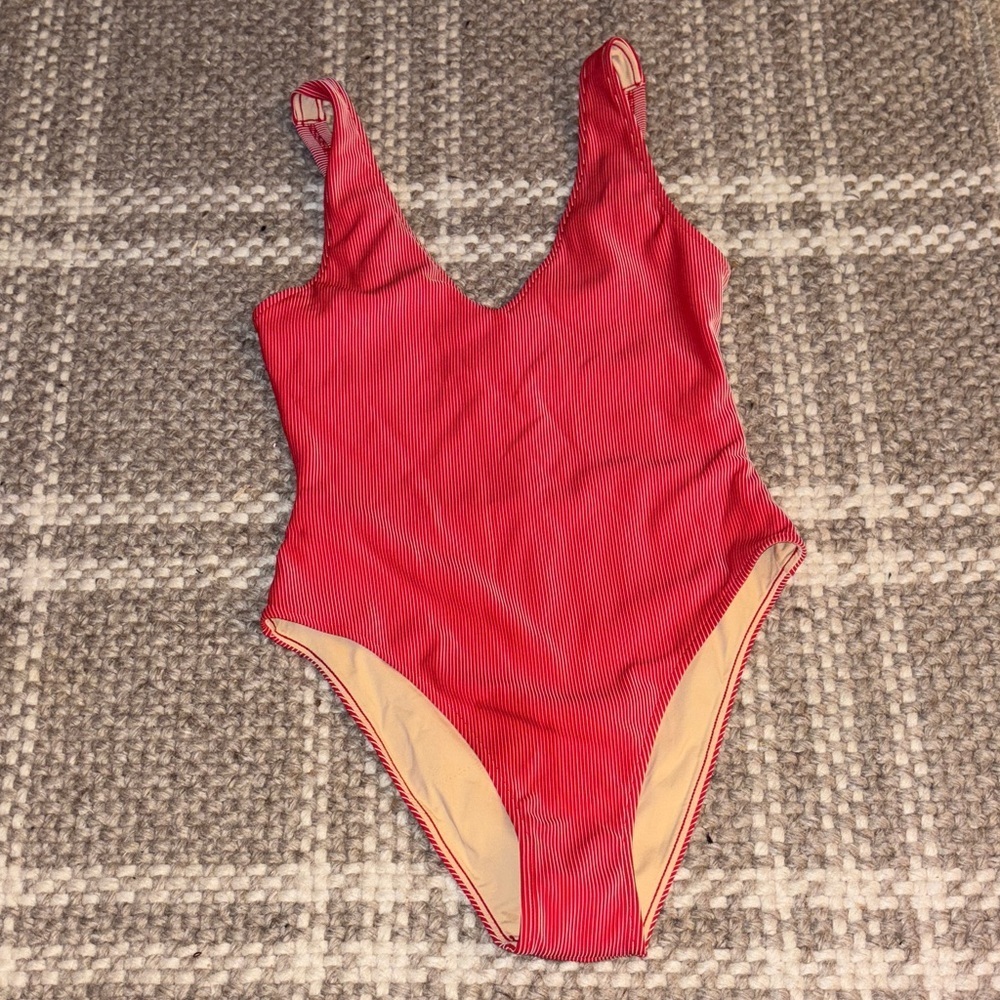 Zulu & Zephyr Signature Stripe Bikini One Piece in the color "Chilli Red - Picture 2 of 7